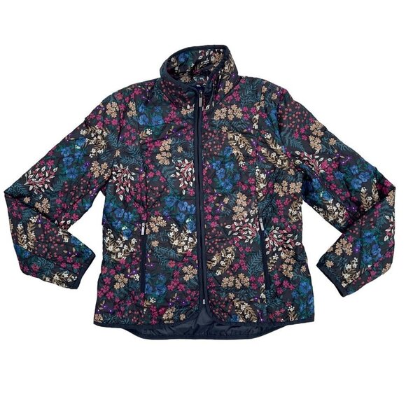 Lands' End SMALL Primaloft Lightweight Quilted Botanical AOP Puffer Jacket - Picture 1 of 6